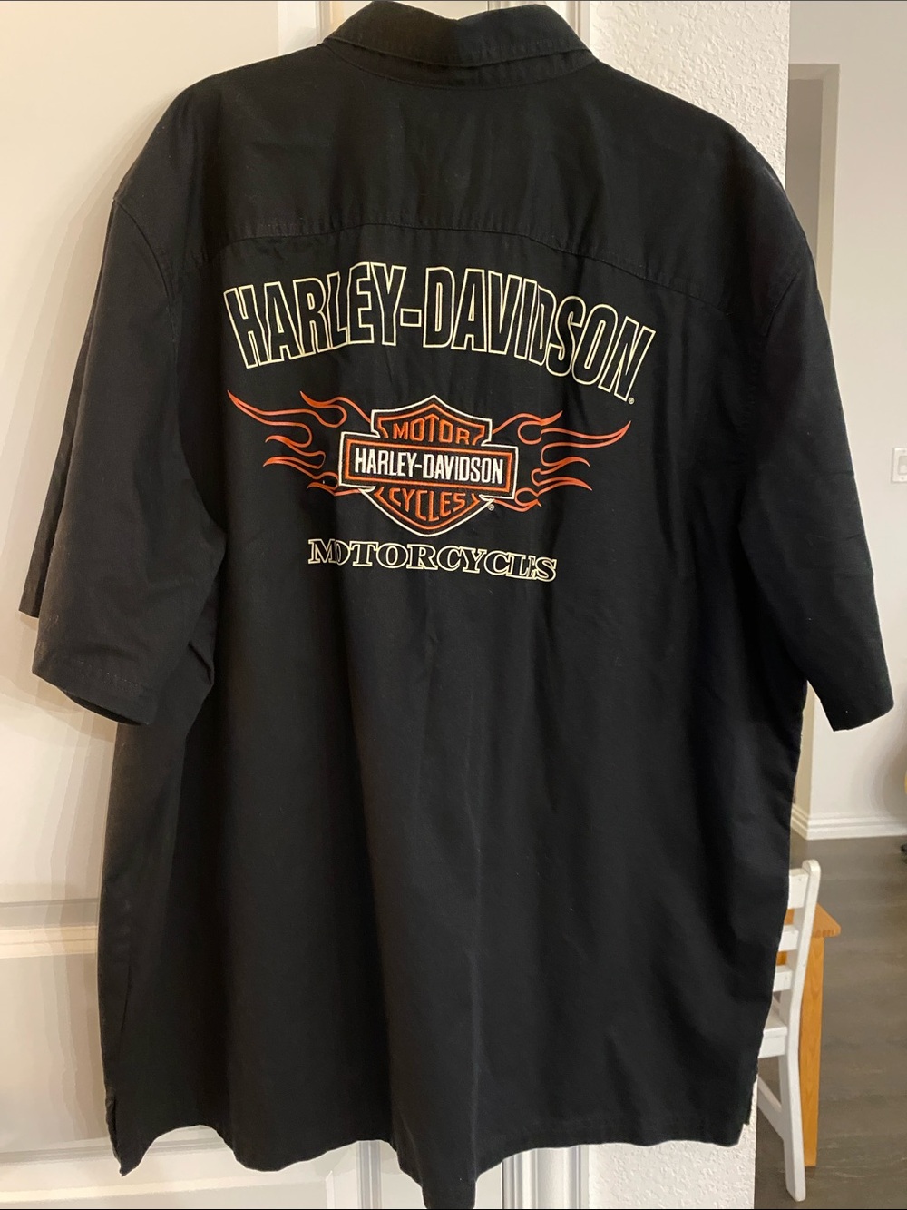 Harley-Davidson Black Short-Sleeve Logo Shirt with Orange Flame Accent